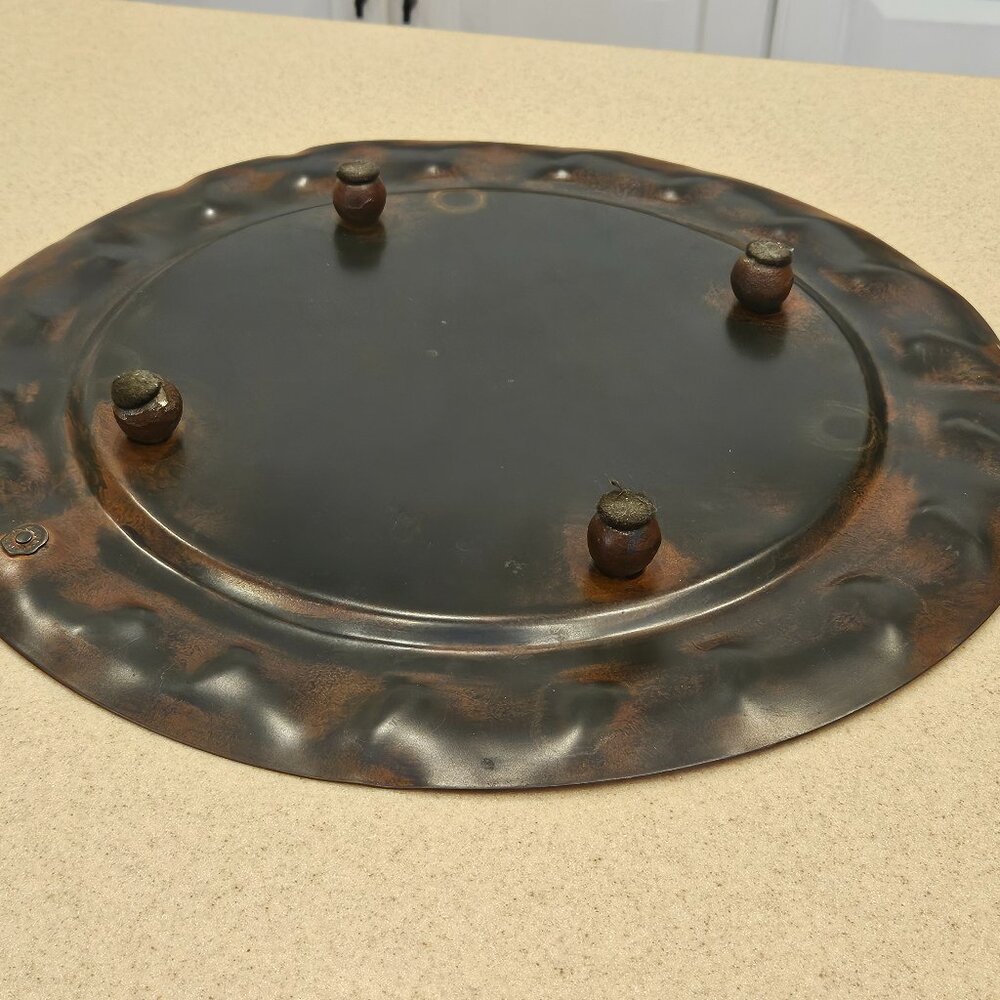 VERY RARE JAN BARBOGLIO HOUSE BLESSING CROSS CLOCHE DOME SERVER TRAY IRON FORGED - Picture 9 of 15